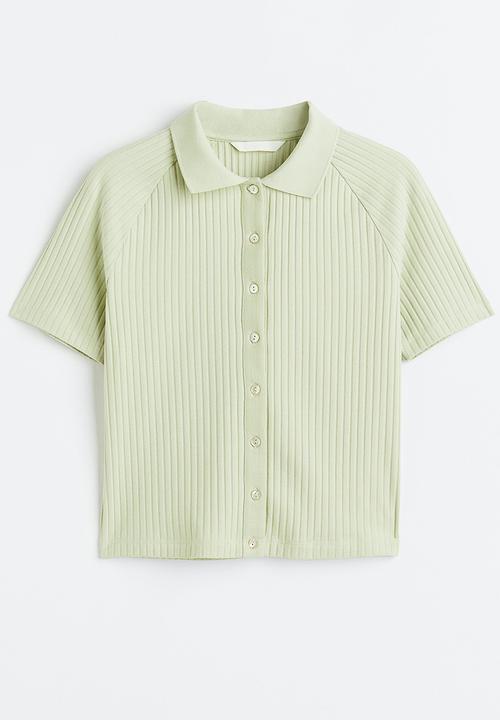 H&M - Collared button-front top - green