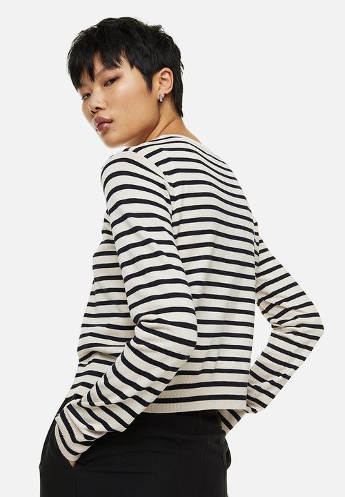H&M - Fine-knit cardigan - cream striped