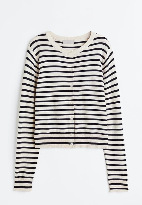 H&M - Fine-knit cardigan - cream striped