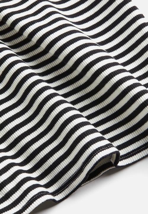 H&M - Ribbed cotton vest top - white & black striped