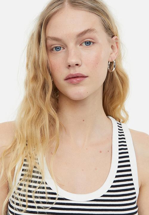 H&M - Ribbed cotton vest top - white & black striped
