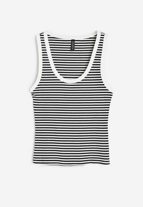H&M - Ribbed cotton vest top - white & black striped