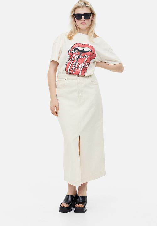 H&M - Oversized printed T-shirt - cream the rolling stones 