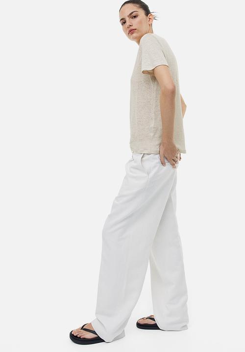 H&M - Linen t-shirt - light beige 