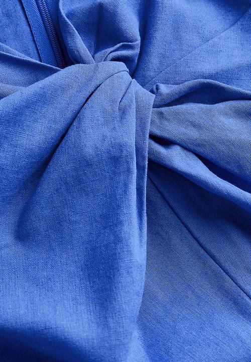 H&M - Knot-detail linen-blend skirt - bright blue
