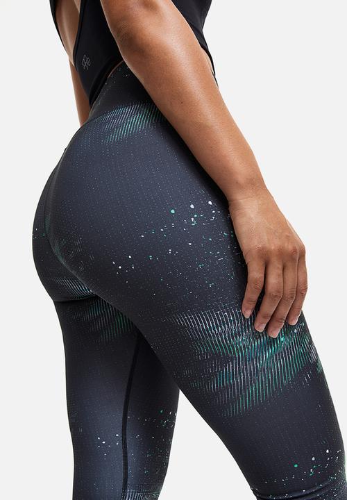 H&M - High waist sports tights - black/patterned