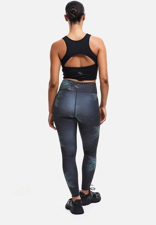 H&M - High waist sports tights - black/patterned