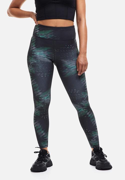 H&M - High waist sports tights - black/patterned