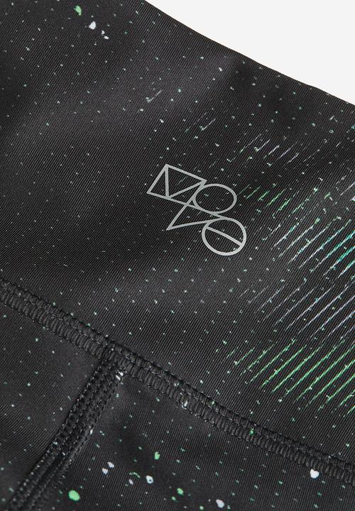 H&M - High waist sports tights - black/patterned