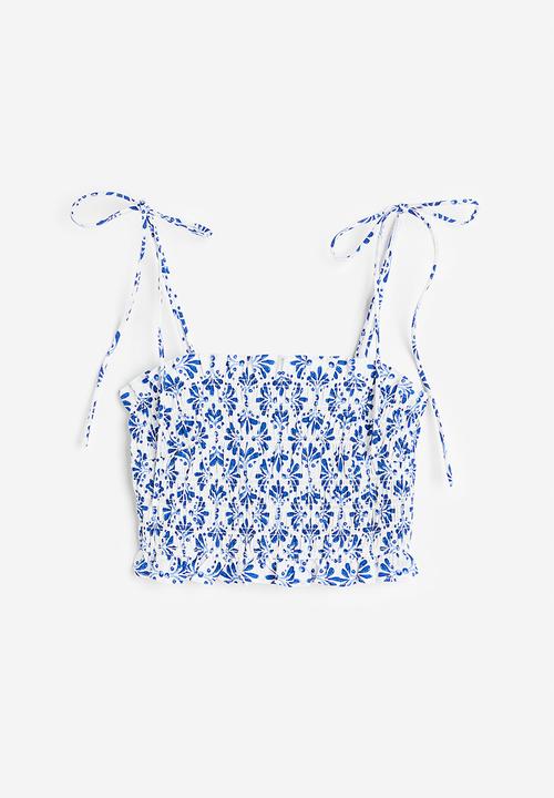 H&M - Smocked crop top - white