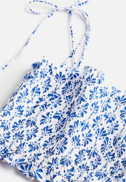 H&M - Smocked crop top - white