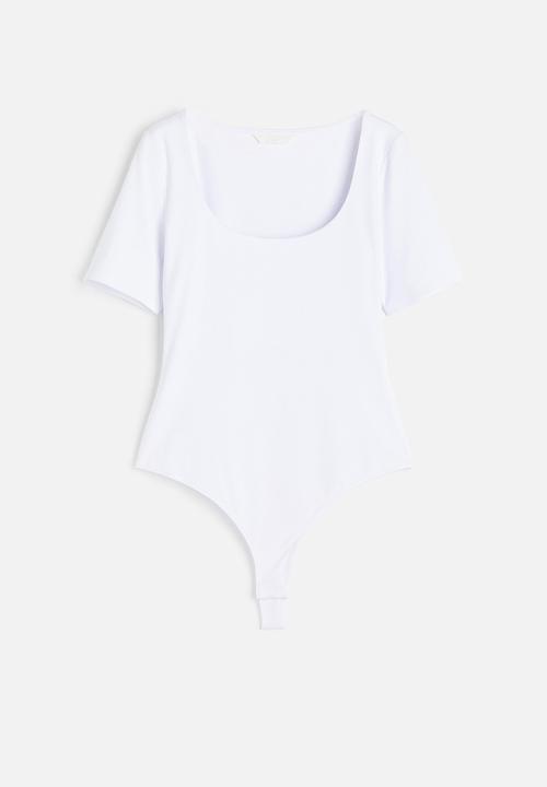 H&M - Short sleeved thong body - white