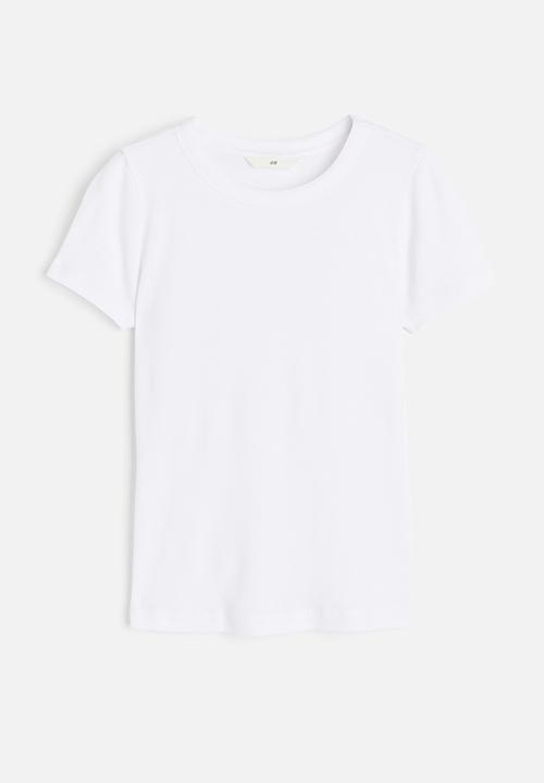 H&M - Ribbed modal-blend t-shirt - white