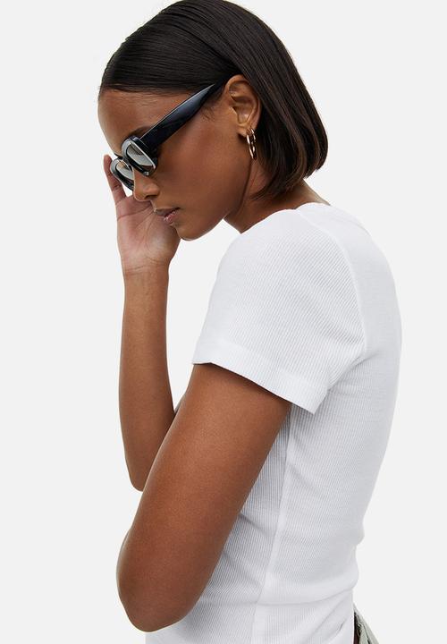 H&M - Ribbed modal-blend t-shirt - white