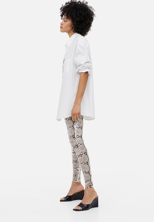 H&M - Jersey leggings -  beige snakeskin patterned 