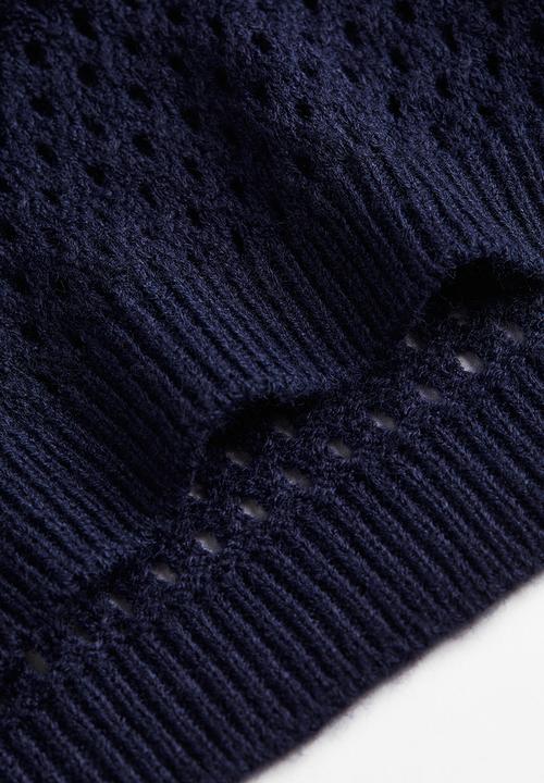 H&M - Hole-knit top - dark blue/cream