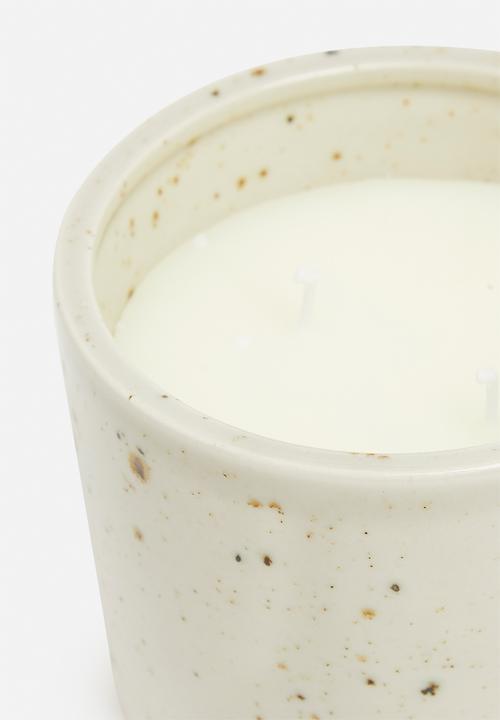 H&S - Speckle Ceramic Candle - Light Grey/Oud Wood