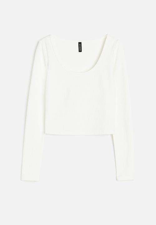 H&M - Ribbed jersey top - white
