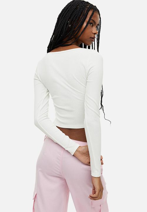 H&M - Ribbed jersey top - white