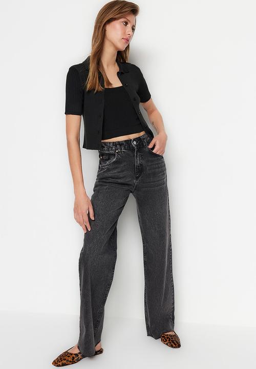 Trendyol - High rise wide leg  jeans - black