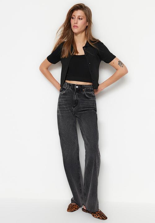 Trendyol - High rise wide leg  jeans - black