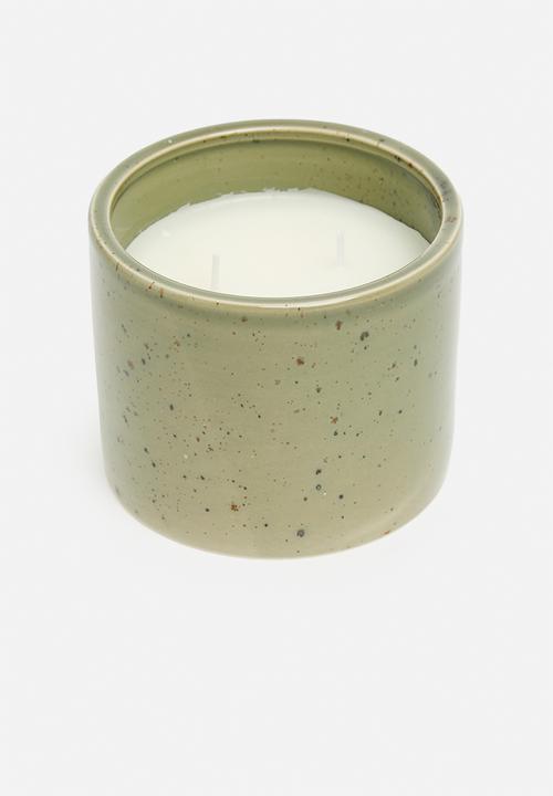 H&S - Speckle ceramic candle - green/amber moss