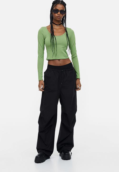 H&M - Ribbed jersey top - green
