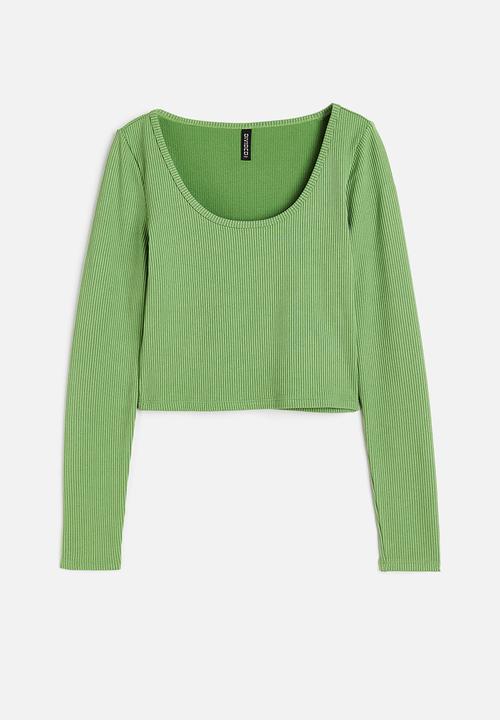 H&M - Ribbed jersey top - green