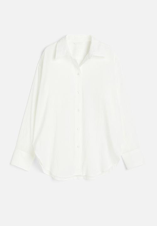 H&M - Oversized crinkled shirt - white