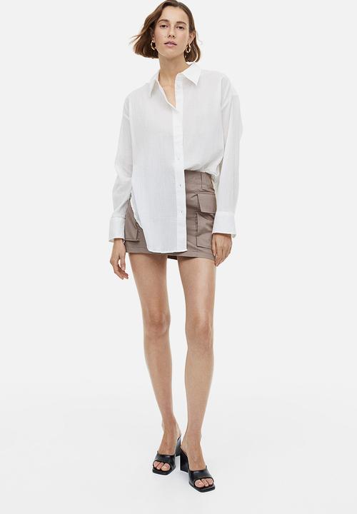 H&M - Oversized crinkled shirt - white