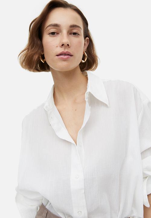 H&M - Oversized crinkled shirt - white