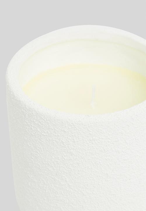 H&S - Textured Ceramic Candle - Light Grey/Oud Wood