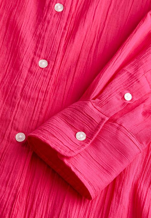 H&M - Oversized crinkled shirt - cerise 