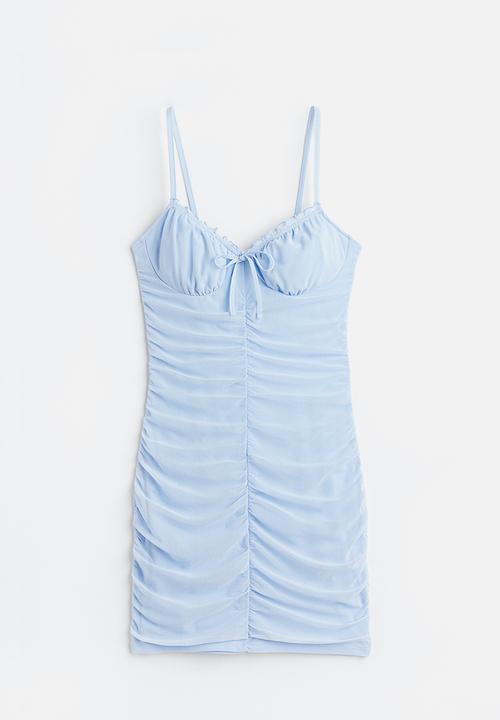H&M - Gathered mesh dress - light blue