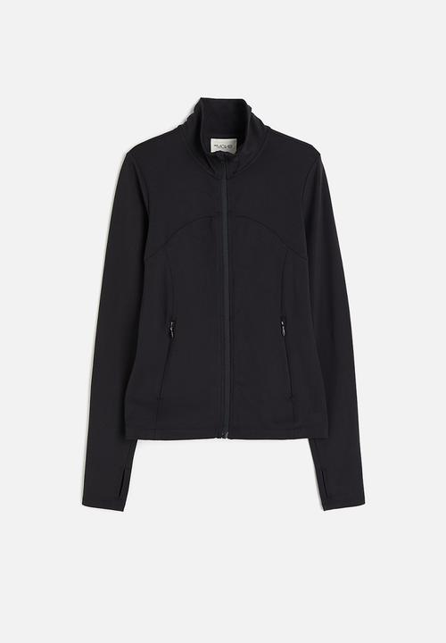 H&M - Softmove™ zip-through sports top - black