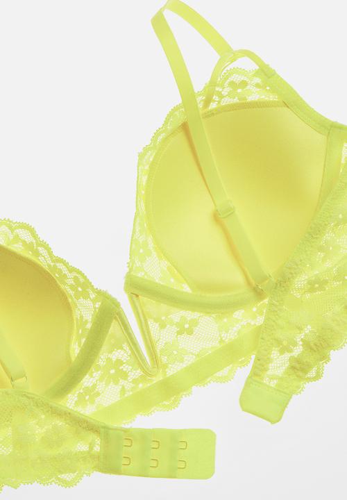 H&M - Padded underwired lace bra - yellow