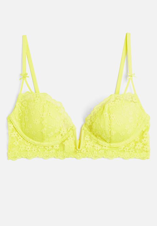 H&M - Padded underwired lace bra - yellow