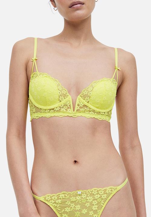 H&M - Padded underwired lace bra - yellow