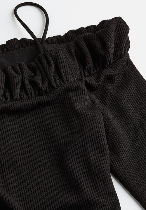 H&M - Frill-trimmed off-the-shoulder dress - black