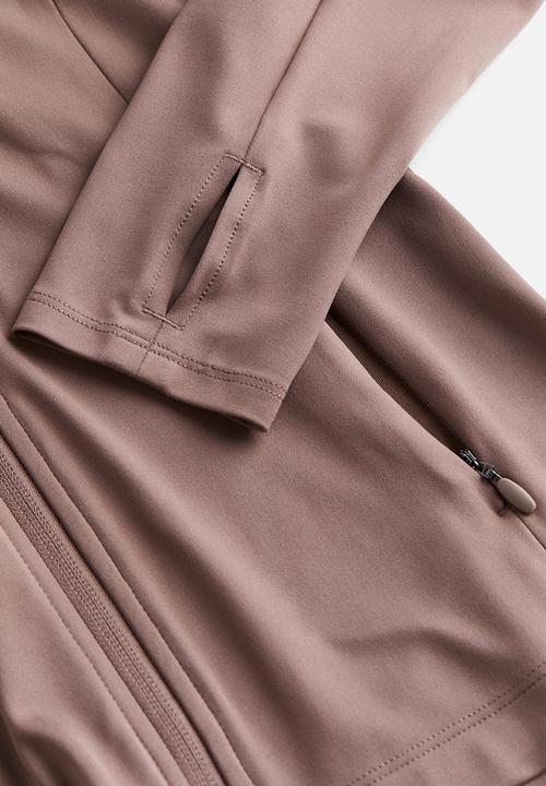 H&M - Softmove™ zip-through sports top - dark beige 