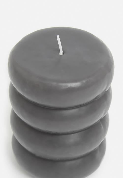 H&S - Beaded pillar candle - anthracite