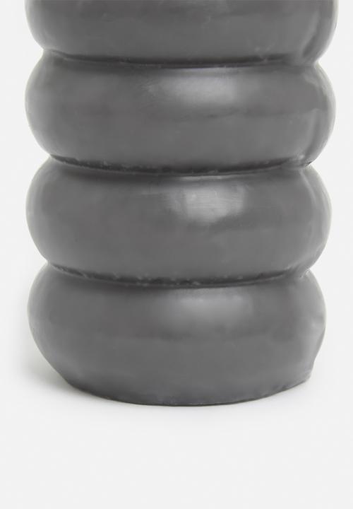 H&S - Beaded pillar candle - anthracite