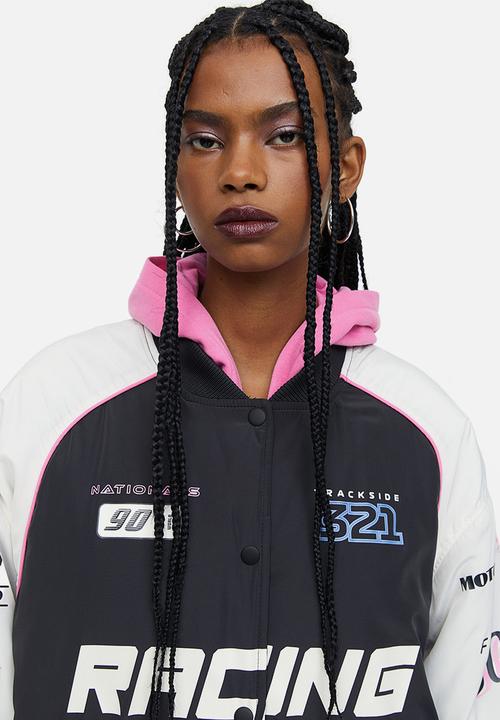 H&M - Oversized bomber jacket - black racing