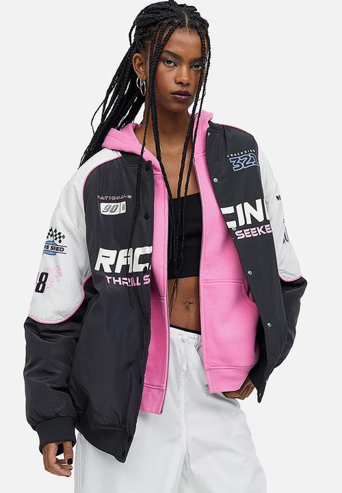 H&M - Oversized bomber jacket - black racing