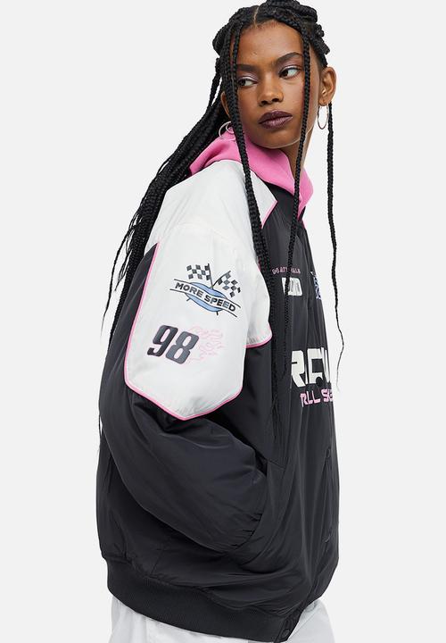 H&M - Oversized bomber jacket - black racing