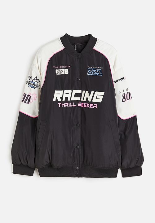 H&M - Oversized bomber jacket - black racing