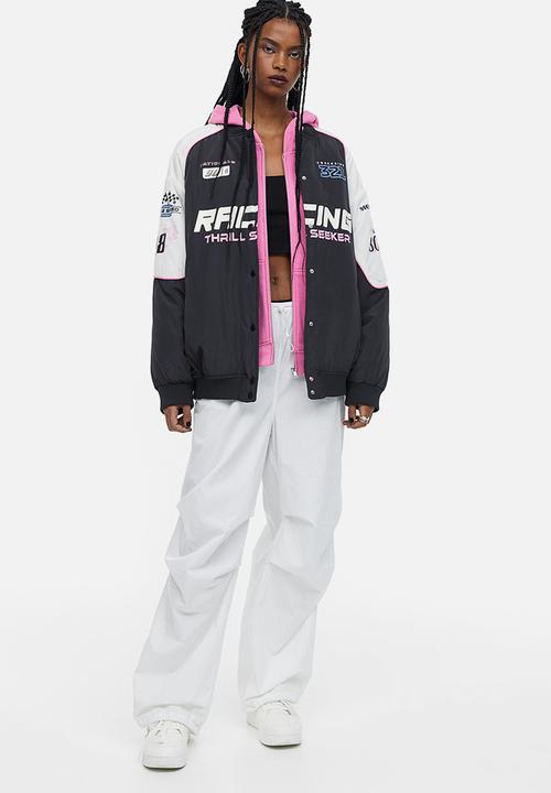 H&M - Oversized bomber jacket - black racing
