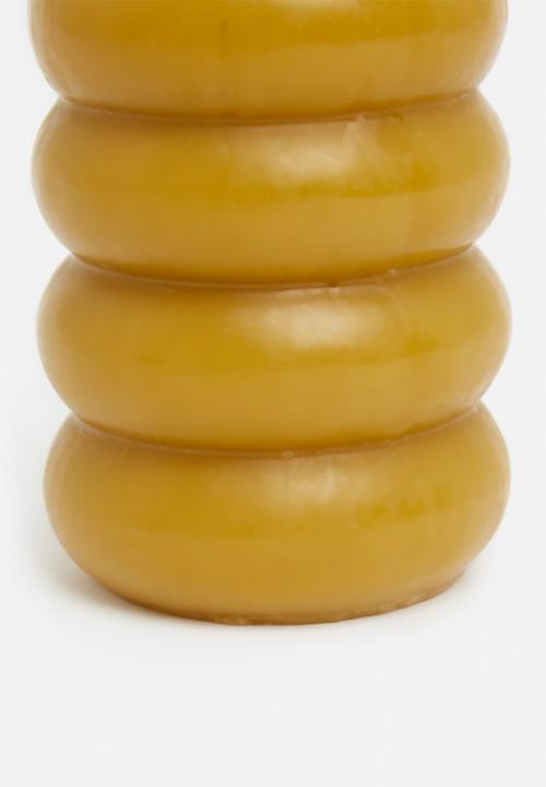 H&S - Beaded pillar candle - ochre