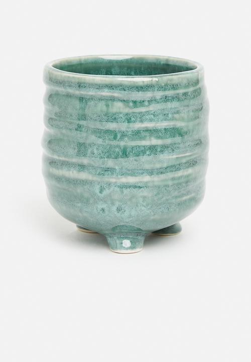 H&S - Mini porcelain flowerpot - green