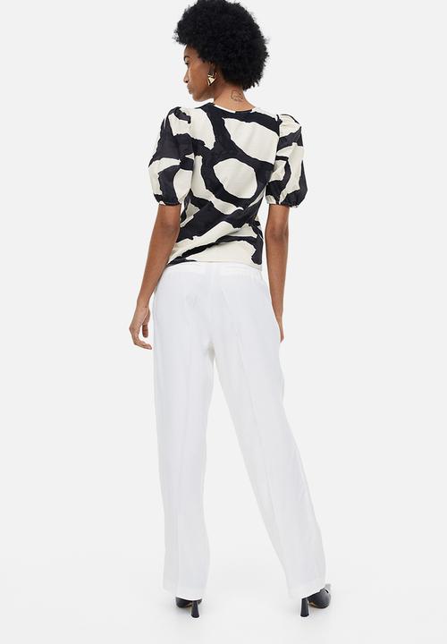 H&M - Puff-sleeved top - cream 